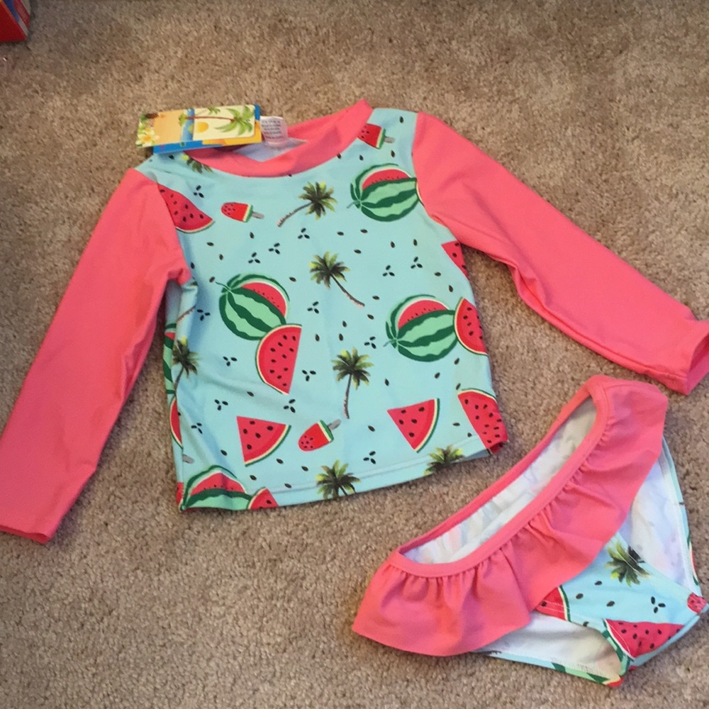 Watermelon Rash-guard Swimsuit Set